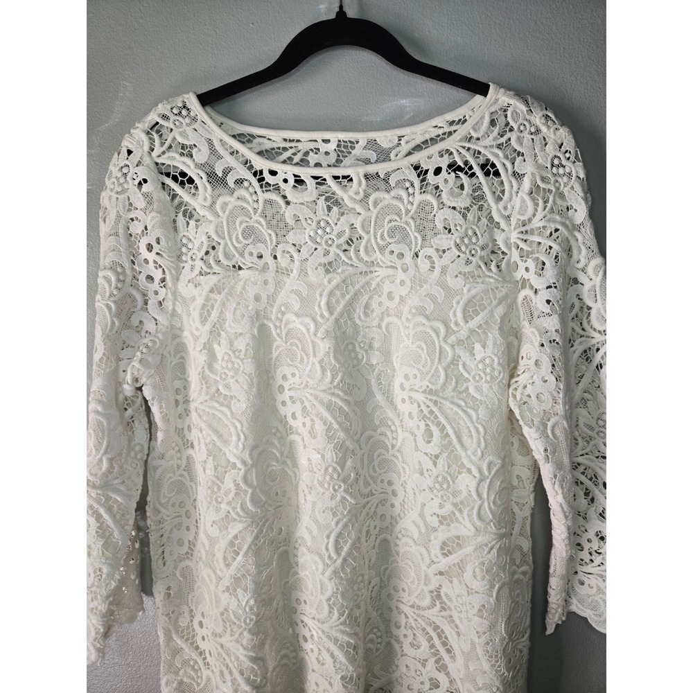 J. Jill White Lace Long-Sleeve Lace Blouse - Picture 3 of 6